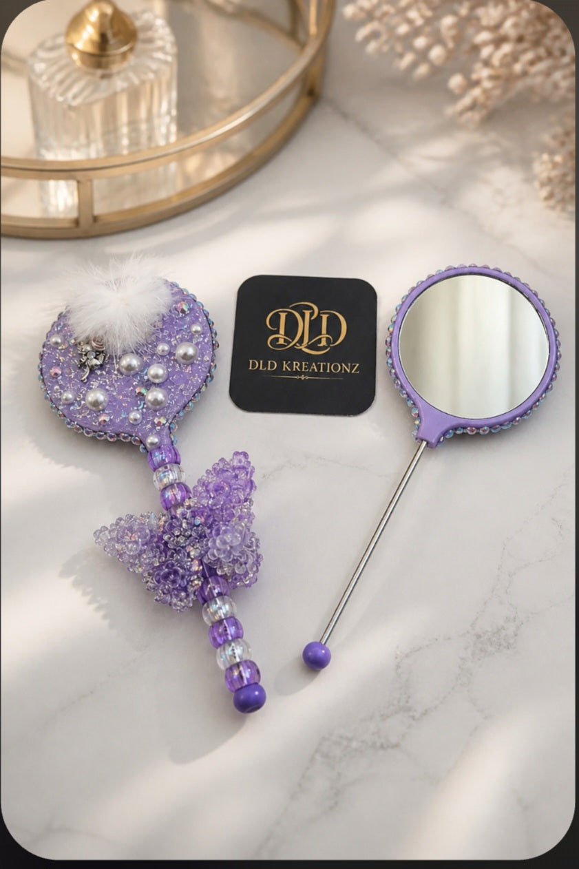 Bedazzled Handheld Beaded Mirror