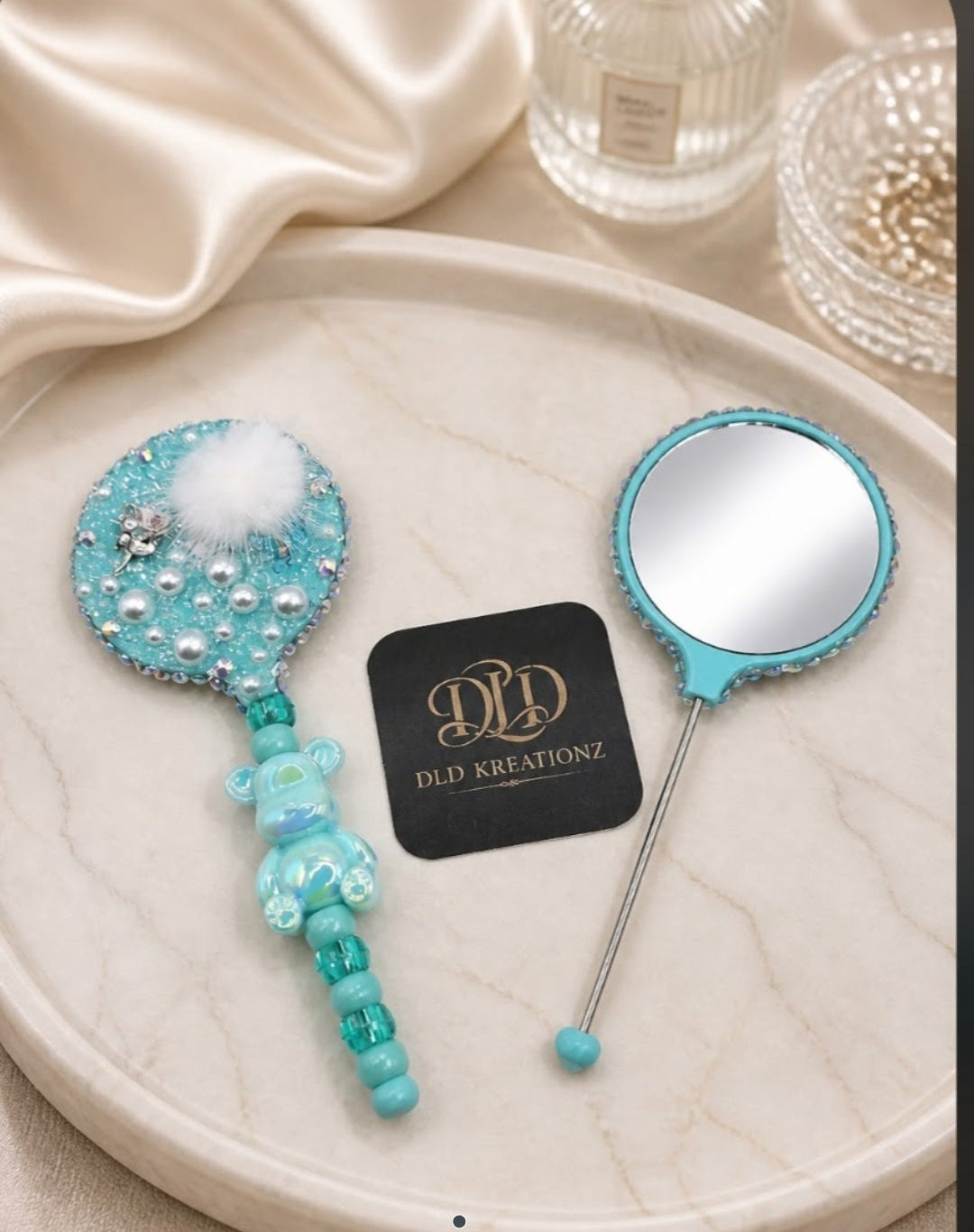 Bedazzled Handheld Beaded Mirror